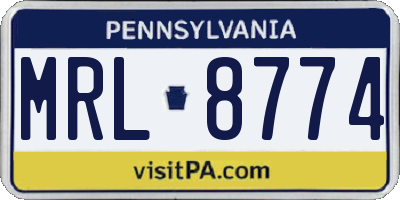 PA license plate MRL8774