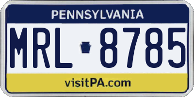 PA license plate MRL8785