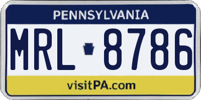 PA license plate MRL8786