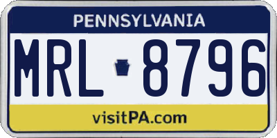 PA license plate MRL8796