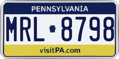 PA license plate MRL8798