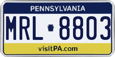 PA license plate MRL8803