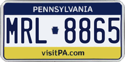 PA license plate MRL8865
