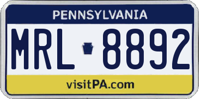 PA license plate MRL8892