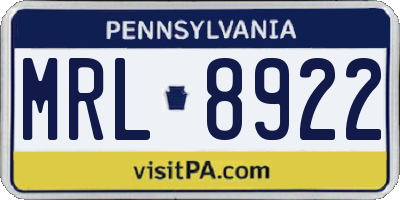 PA license plate MRL8922