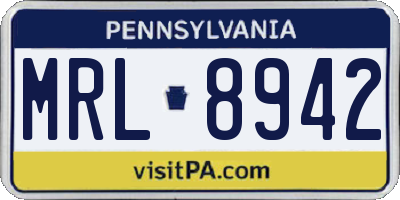PA license plate MRL8942