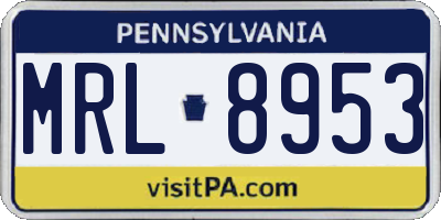 PA license plate MRL8953