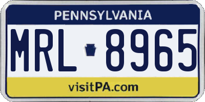 PA license plate MRL8965