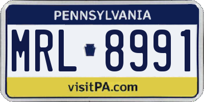 PA license plate MRL8991
