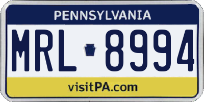 PA license plate MRL8994