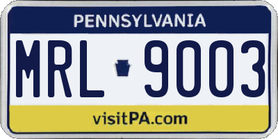 PA license plate MRL9003