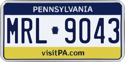 PA license plate MRL9043