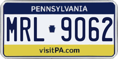PA license plate MRL9062