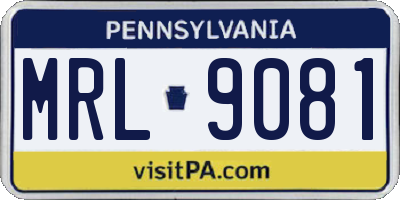 PA license plate MRL9081