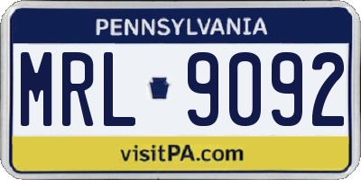 PA license plate MRL9092