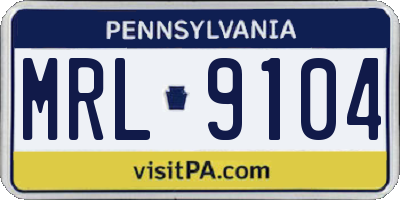 PA license plate MRL9104