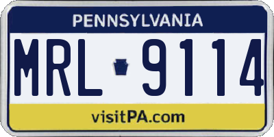 PA license plate MRL9114