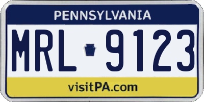 PA license plate MRL9123
