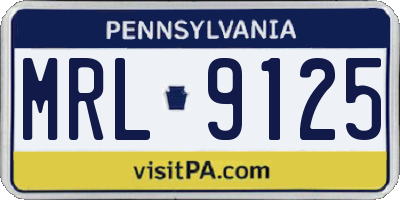 PA license plate MRL9125