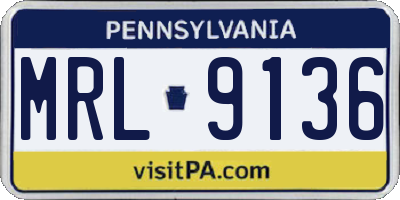 PA license plate MRL9136