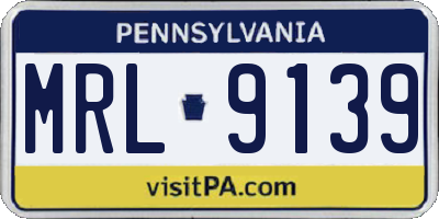 PA license plate MRL9139