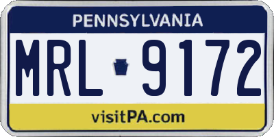 PA license plate MRL9172