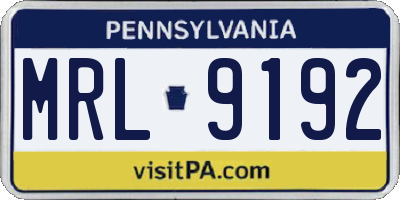 PA license plate MRL9192