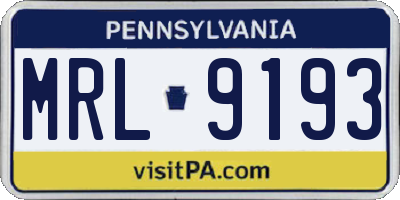 PA license plate MRL9193