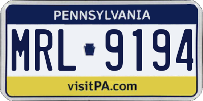 PA license plate MRL9194