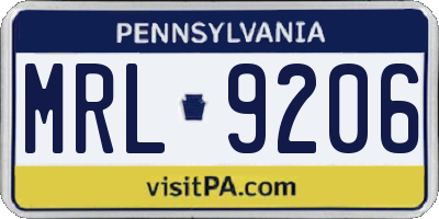 PA license plate MRL9206