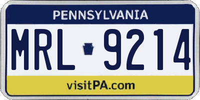 PA license plate MRL9214