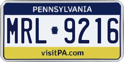 PA license plate MRL9216