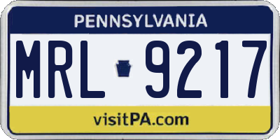 PA license plate MRL9217