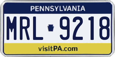 PA license plate MRL9218