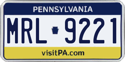 PA license plate MRL9221
