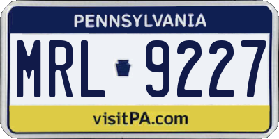 PA license plate MRL9227