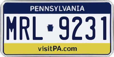 PA license plate MRL9231