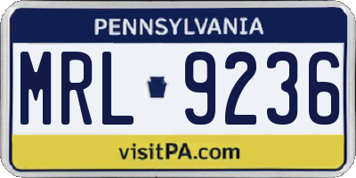PA license plate MRL9236