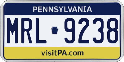 PA license plate MRL9238