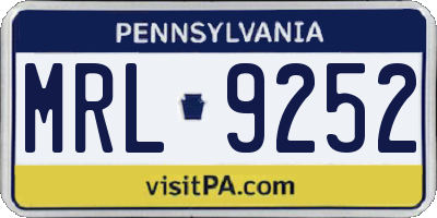 PA license plate MRL9252