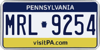 PA license plate MRL9254