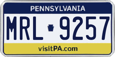 PA license plate MRL9257