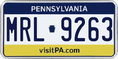 PA license plate MRL9263