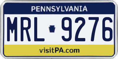 PA license plate MRL9276