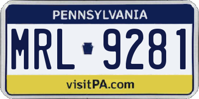 PA license plate MRL9281