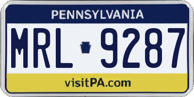 PA license plate MRL9287