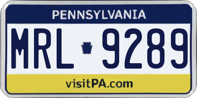 PA license plate MRL9289