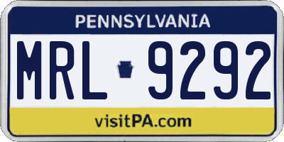 PA license plate MRL9292