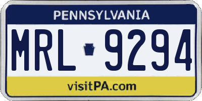 PA license plate MRL9294
