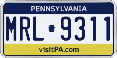 PA license plate MRL9311